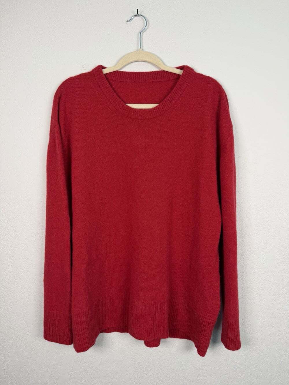 Ryan Roche Cashmere Cozy Red Crewneck Sweater Quiet Luxury Women's Size L
